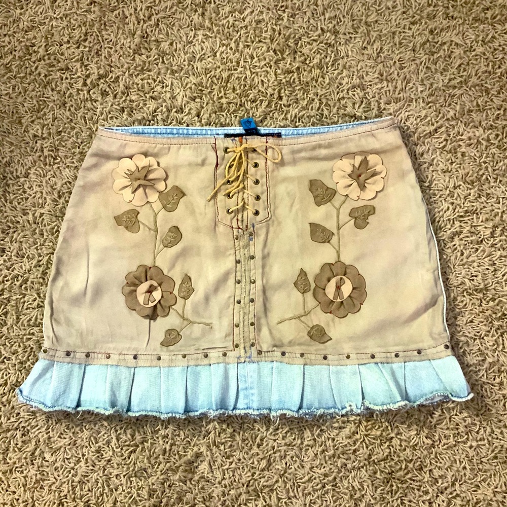 Dollhouse Denim and Faux Suede Mini Skirt